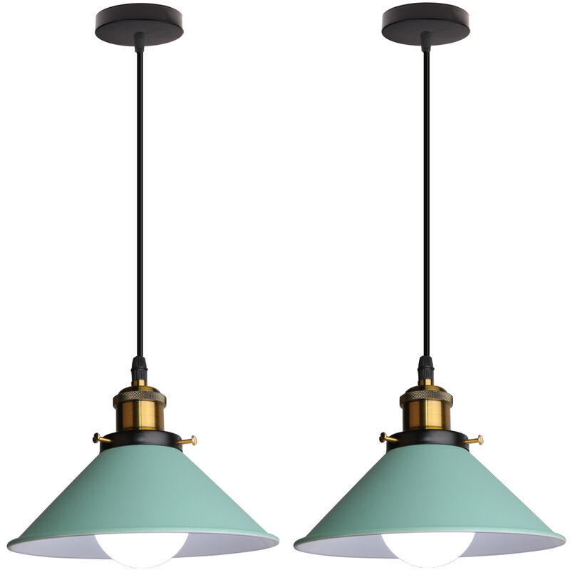

(2PCS) Lámpara Colgante Retro Lustre Vintage Verde Ø22CM Lámpara de Techo Industrial Colgante de Luz Moderna para Restaurante Loft Cocina Cafetería