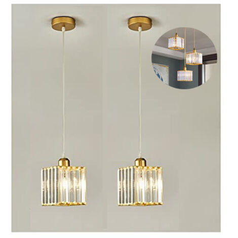 2pcs Lámpara de araña de cristal moderna, lámpara colgante, lámpara de techo E27, decoración del hogar, adecuada para dormitorios  (color dorado)