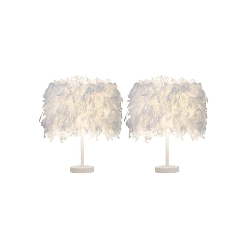

2PCS Lámpara de Mesa Romántica E27 Pluma Lámpara de Mesa Modenr Luz de Escritorio