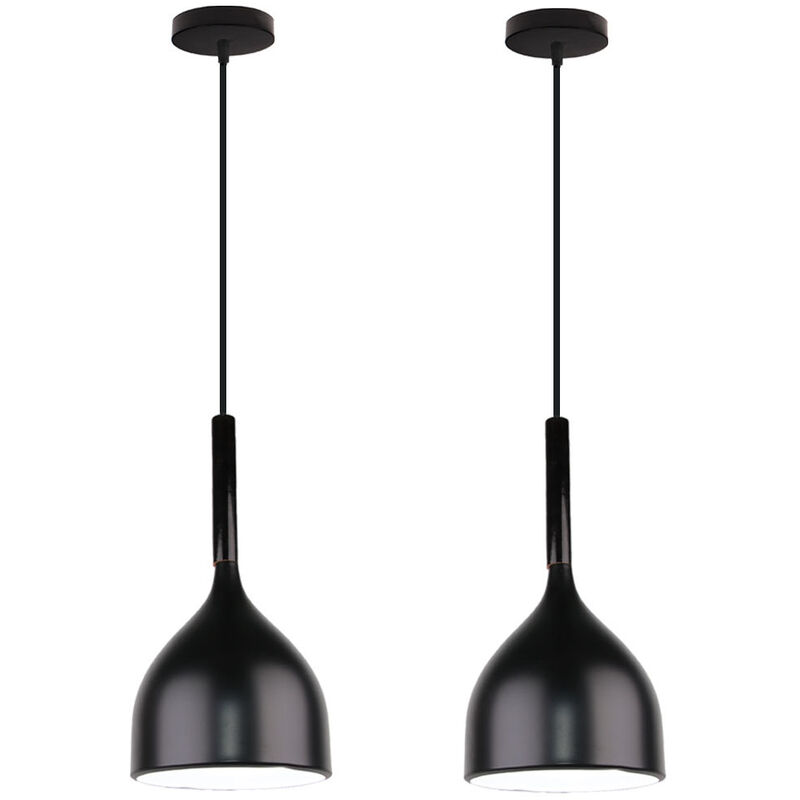 

2PCS Lámparas de Colgar Moderna Nórdica Retro Lámpara Colgante Vintage Negro para Cafetería Oficina Sala de Estar Cocina