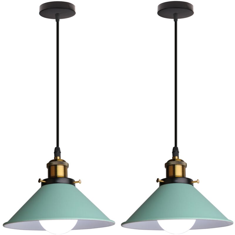 Norcks - 2PCS) Lampe à Suspension Rétro Lustre Vintage Vert Ø22CM Plafonnier Industriel Lampes Suspendues Modernes Pour Restaurant Cuisine Café E27