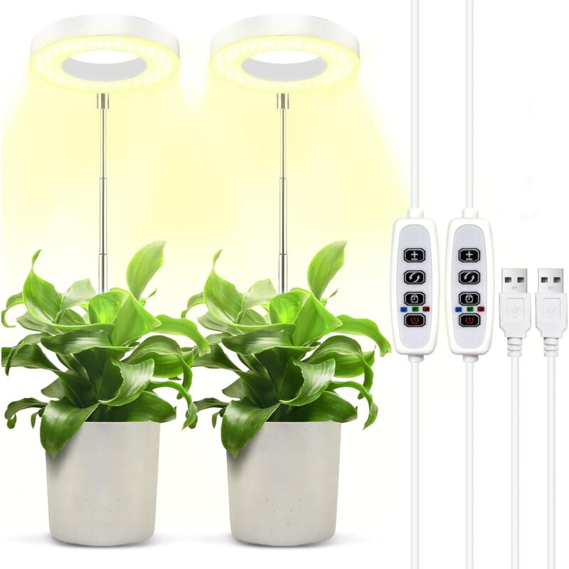 Longziming - 2PCS Élèvent Lumière Plantes,Lampe Plante,Lampe de Croissance led à Spectre Complet Réglable en Hauteur pour Petites Plantes,3
