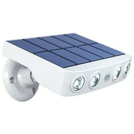 2Pcs Lampe solaire extérieur étanche orientable avec détecteur de mouvement - Panneau a recharge rapide Haute Qualité - 4 Leds COB Blanc froid 500 Lumens - Allumage automatique IP65 Neige Pluie Chaleu