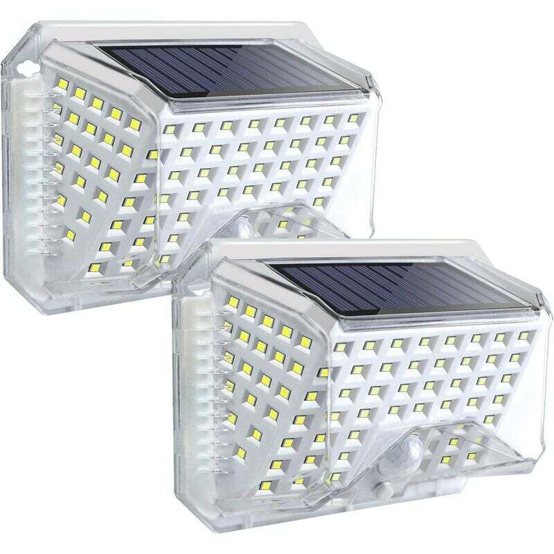 2pcs Lampe Solaire Exterieur led Lumiere Eclairage avec Detecteur de Mouvement 270° Angle IP65 Etanche Spot Solaire Extérieur sans Fil pour Jardin