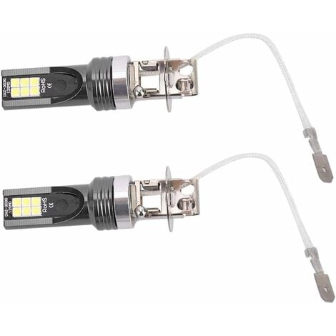 2pcs LED ampoule de phare, 2525 12LED phare de véhicule de voiture replacement pour ampoule de phare H3 DC12V-24V blanc 6500K-7500K