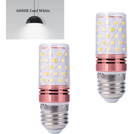 2pcs LED bulb, 16W 1600LM E27 corn bulb, équivalent à 150W ampoule halogène, économie d'énergie, lumière froide 6000K (Rose)