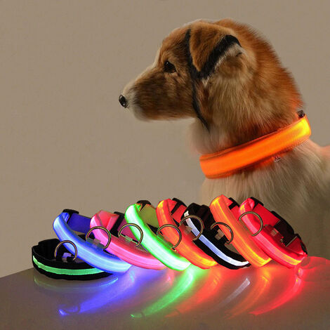 2pcs LED collier lumineux chien longueur de charge USB réglable-lumière orange, lumière bleue