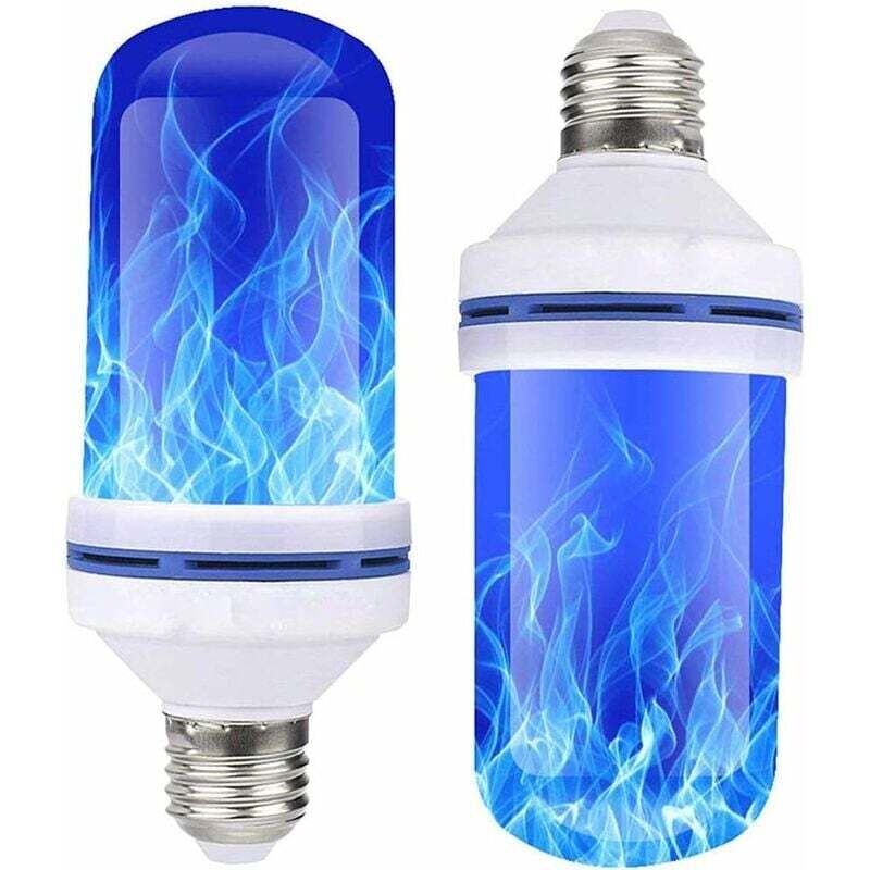 2Pcs LED E27 Ampoule Flamme Bleu vacillant, 4 Modes d'éclairage Flamme Effet Lumineux Ampoules pour Halloween Noël Accueil Hôtel Bar Party décoratif