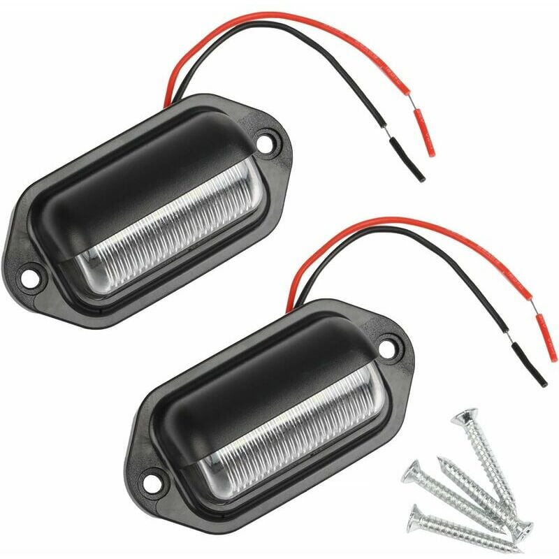 2PCS led Eclairage Plaque Immatriculation Étanche 6 smd led Feux Arrière Lampe de Plaque dImmatriculation pour 12V/ 24V Camion Camionnette Remorque