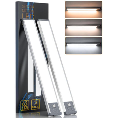 2PCS Led Lampe Dimmable de Placard ,65 LED éclairage,Argent