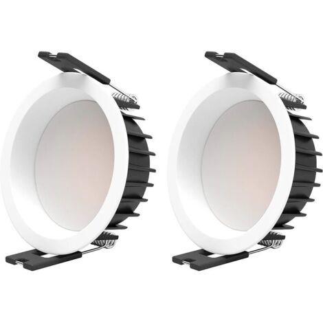 2PCS LED spot encastré 7W 3000K Spot led encastrable CRI 90+ Pas de scintillement Spot intérieur LED plafon,Angle de faisceau 100°,trou encastré Ø85 mm,éclairage plafond, Applique de Plafond [Classe é