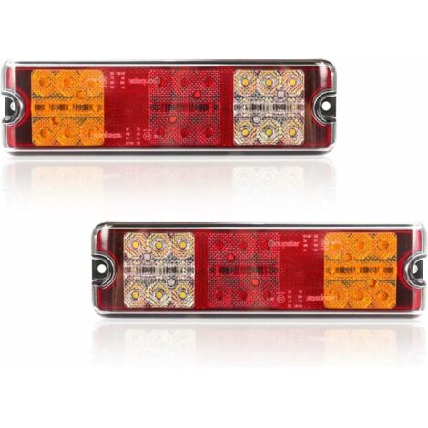 ONTWAY 2pcs LED Trailer Tail Lights 12V E-Marked Waterproof Car Rear Lights 5 Functions - Brake Light, Indicator, Reverse Light, Position Light, Reflector
