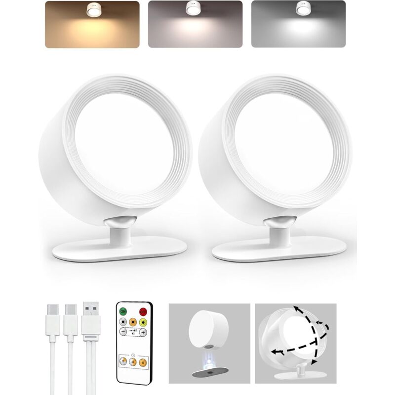 Image of 2PCS LED wall lamps, rechargeable wall&hellip;
