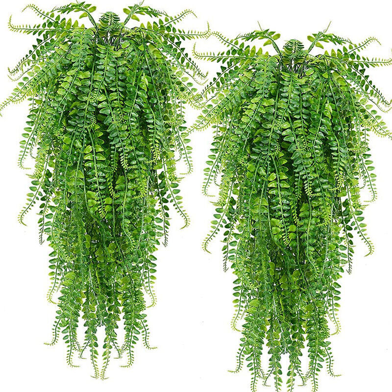 2pcs Lierre Artificiel Guirlande 90 Plante Artificielle Exterieur Fausse Plante Grimpante Vert Decoration pour Jardin Mur Treillis Clôture Suspension