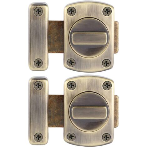 2pcs loquet verrou porte Coulissante acier inoxydable, Serrure de salle Verrous de sûreté à bouton Loquet Porte de bain Verrou Portail de fenêtre de cabinet verrous de sécurité loquet Vert Bronze