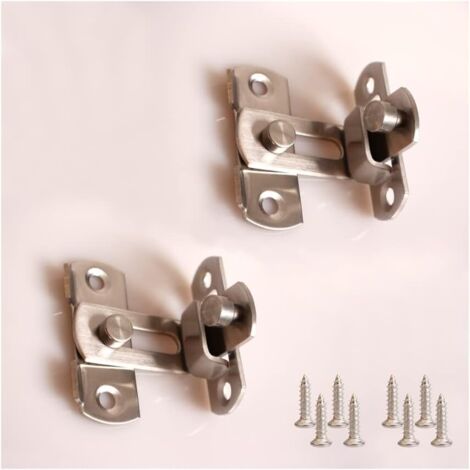2PCS Loquets et verrous 90 degrés à angle Acier inoxydable droite ouvert Cadenas de portail Petite Antivol Loquet de porte pour portails et armoires, toilettes, fenêtres, meubles (3 inch)