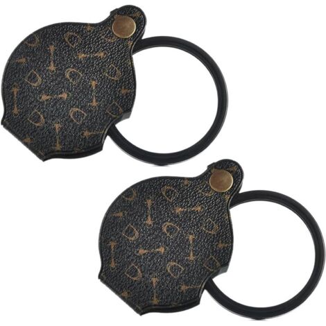 2pcs Loupe à Main Loupe de Lecture Pliable Aide à la Lecture Loupe 15X Loupe de Poche Diamètre 70mm, Mini Loupe De Lecture,avec Étui de Protection Rotatif en Cuir pour Bureau Lecture Loisirs