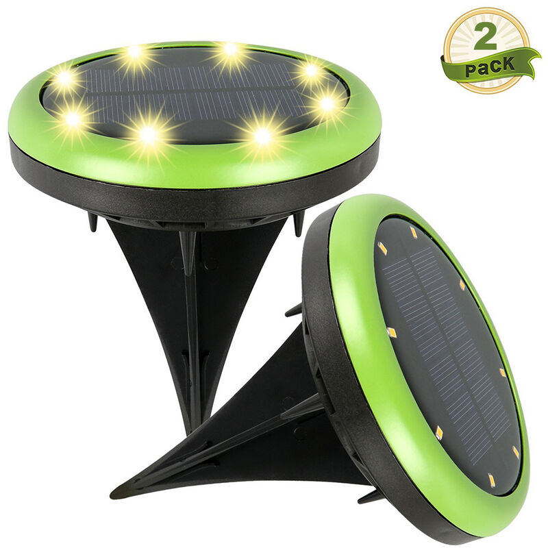 

2PCS Luces de suelo LED de energia solar Sobre el suelo Foco impermeable 8 LED Luces de camino de paisaje de jardin solar para el patio del hogar