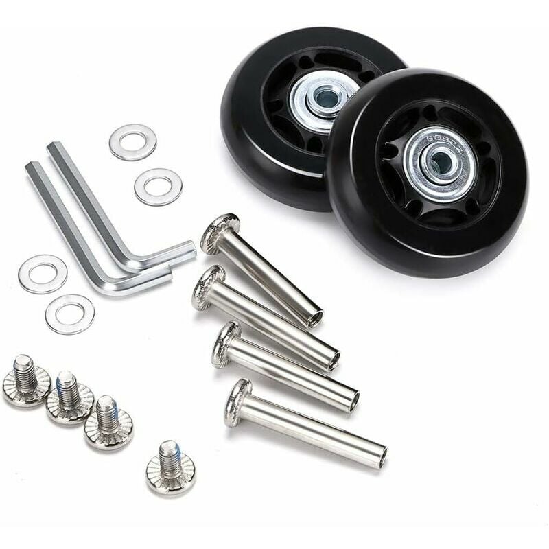 Hoopzi - 2pcs Luggage Suitcase Replacement Wheels, Rubber Swivel Caster Wheels Bearings Repair Kits 76 x 24 mm