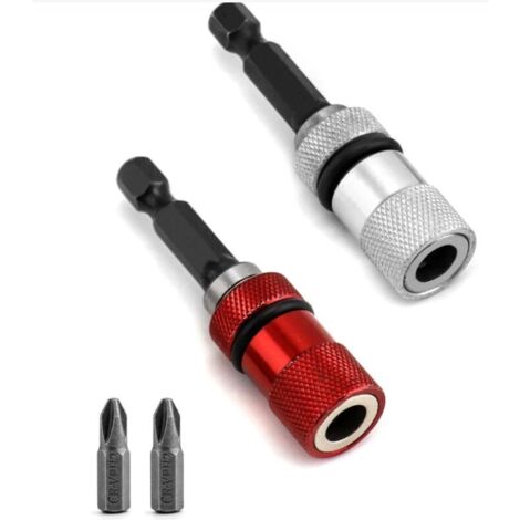 2Pcs Magnetic Bit Holder with Depth Stop, 1/4" Hex Shank, Includes 2 x PH2 placo Screwdriver Bits
