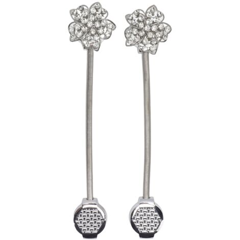 2Pcs Magnetic Curtain Tiebacks Stretchy Sparkling Crystal Flower Curtain Buckle Clips Stainless Wire Curtain Bind