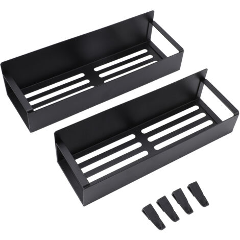 2PCS Magnetic Spice Rack for Refrigerator Strong Magnetic Shelf with 4 Removable Hooks for Holding Spices Jars Bottle Fridge Organizer Storage Black
