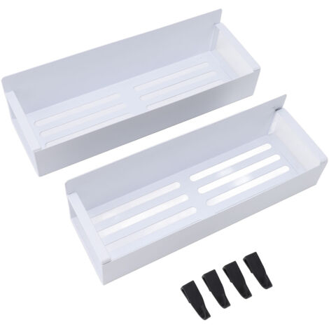 2PCS Magnetic Spice Rack for Refrigerator Strong Magnetic Shelf with 4 Removable Hooks for Holding Spices Jars Bottle Fridge Organizer Storage White