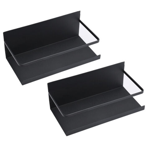 2pcs Magnetic Spice Rack Refrigerator Storage Rack Multi Function Kitchen Storage Shelves Rack Black