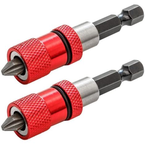 2pcs Magnétique Porte-embout avec Butée de Profondeur de Vis Réglable 1/4" Hex Tige Cloison Sèche Embout de Visseuse Placo pour Plaques de Plâtre avec Embouts de Tournevis PH2