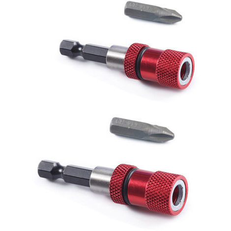 2pcs Magnétique Porte-embout avec Butée de Profondeur de Vis Réglable 1/4" Hex Tige Cloison Sèche Embout de Visseuse Placo pour Plaques de Plâtre avec Embouts de Tournevis PH2