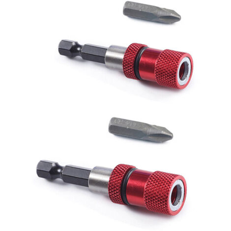 2pcs Magnétique Porte-embout avec Butée de Profondeur de Vis Réglable 1/4" Hex Tige Cloison Sèche Embout de Visseuse Placo pour Plaques de Plâtre avec Embouts de Tournevis PH2