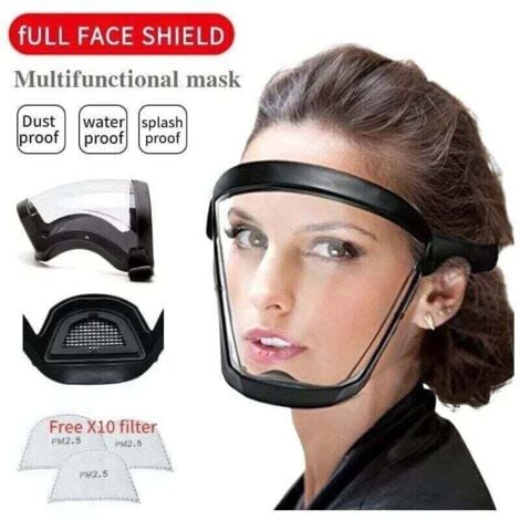 2pcs Masque facial transparent Bouclier intégral Lunettes de sécurité Masque de protection des yeux Coupe-vent Anti-poussière Casque intégral anti-éclaboussures