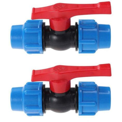 2Pcs MDPE Compression Robinet Joint de Tuyau de Avec à Rournant Sphérique en Ligne 25mm