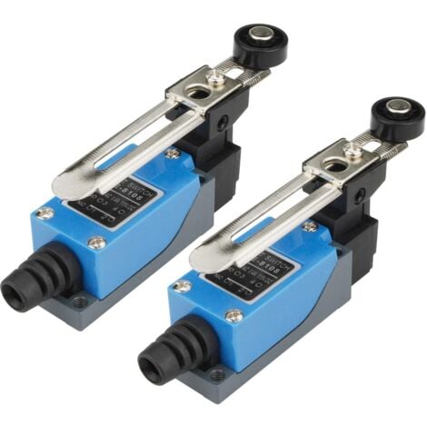 QIYAO 2PCS ME-8108 Interrupteur de fin de course momentané Commutateur de voyage, bras de levier à rouleau réglable Arduino Limit Switch NC-NO CNC Mill Laser Plasma Router (2PCS, ME-8108 Bras de levier long