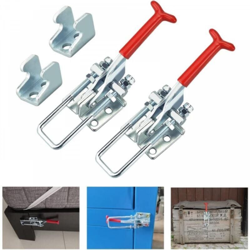 2PCS Metal Toggle Latch Carpenter's Clamps Anti-Slip Stainless Steel Lever Lock Trailer Toggle Clamp 318kg / 701lb for Door, Machinery, Car