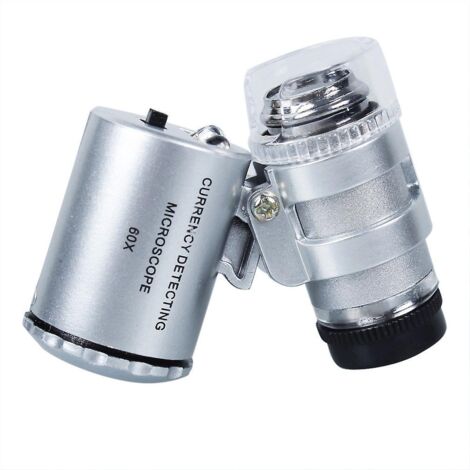 2pcs Microscopes Mini Microscopes  Led 60 X - Loupe De Lecture - Microscope De Poche - 60 X - Mini Microscope En Mtal - Loupe Rglable Avec Lumire