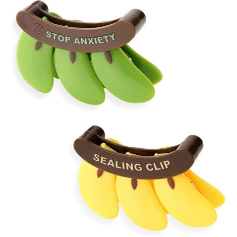 2PCS Mignon autocollant aimant pour réfrigérateur, forme banane jaune/vert, clip multifonctionnel pour sceller un sac à aimant pour réfrigérateur, décoration de cuisine à la maison