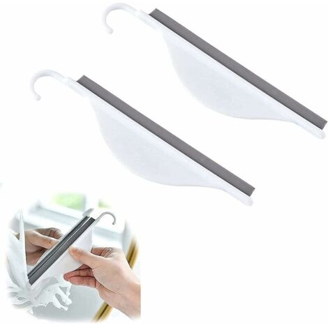 2pcs Mini essuie-glace en verre - Raclette de douche manuelle avec crochet Raclette de douche tout usage en forme de non-croix pour portes de douche Miroirs Fenêtre en verre de voiture (2pcs)