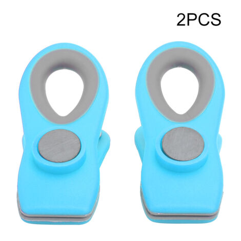 2Pcs Mini Portable Food Sealing Magnetic Clips Snack Food Preservation Bag Clips Kitchen SuppliesBlue