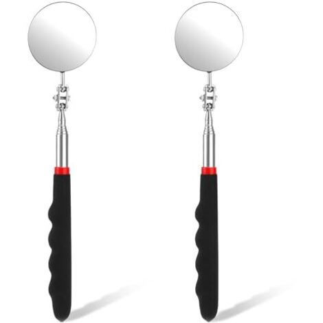 2PCS Miroirs D'Inspection Voiture Avec Poignée Télescopique Extensible Miroir Telescopique Circulaire Réparation Rotation à 360 Degrés Allongée Pour Techniciens -
