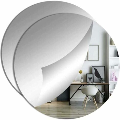 2pcs Miroirs muraux adhesif Miroir Cercle 40cm Miroir Plastique decoratif Miroir Acrylique Grand miroirs Rond pour Salle de B