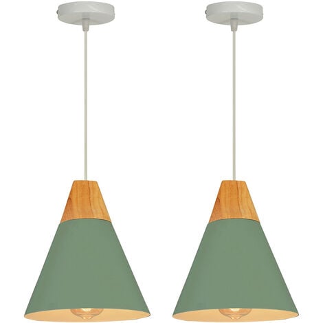 (2PCS)-Modern Pendant Light Green Nordic Pendant Light Retro Hanging Light Antique Hanging Lamp Minimalist Pendant Lamp E27 Bulb Indoor Pendant Lighting
