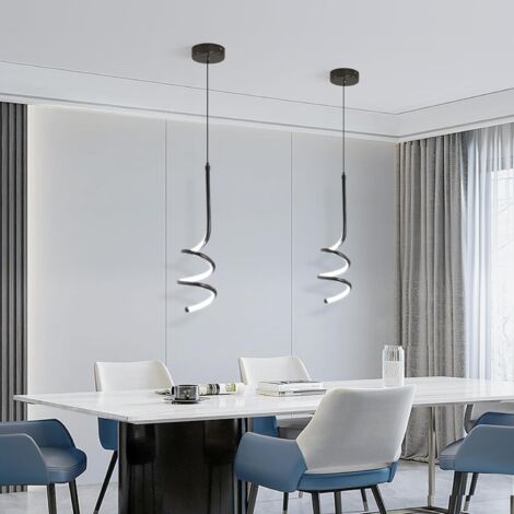 GANEED Modern Spiral Pendant Light Hanging Lamp Height Adjustable Pendant Light Chandeliers Ceiling Lights for Bedroom Dining Room Living Room Kitchen 45cm/17.7in 2PCS