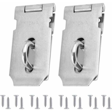 2Pcs Moraillon Résistant Et Agrafe Serrure, Acier Inoxydable Porte Verrous, Porte Fermoir avec 16Pcs Des Vis, 4 Pouces