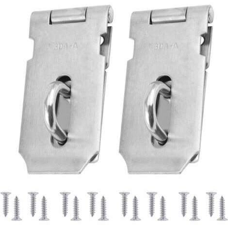 2Pcs Moraillon Résistant Et Agrafe Serrure, Acier Inoxydable Porte Verrous, Porte Fermoir avec 16Pcs Des Vis, 4 Pouces