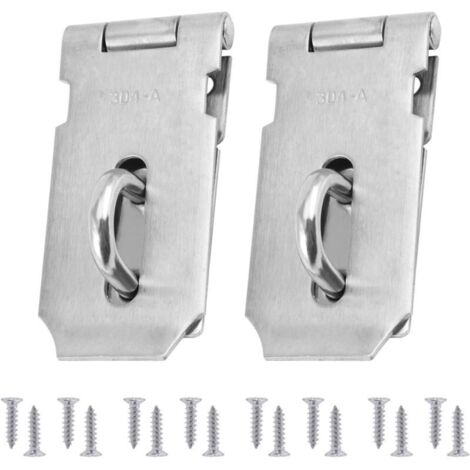 2Pcs Moraillon Résistant Et Agrafe Serrure, Acier Inoxydable Porte Verrous, Porte Fermoir avec 16Pcs Des Vis, 4 Pouces