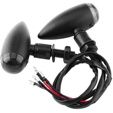 2pcs Moto Bullet Ambre Clignotants Indicateur clairage Lampe Noir