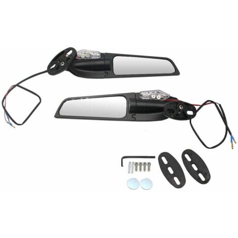 2pcs moto modifié vent aile pivotante universel rétroviseur aileron 90 ° rotatif réglable rétroviseurs latéraux avec clignotants