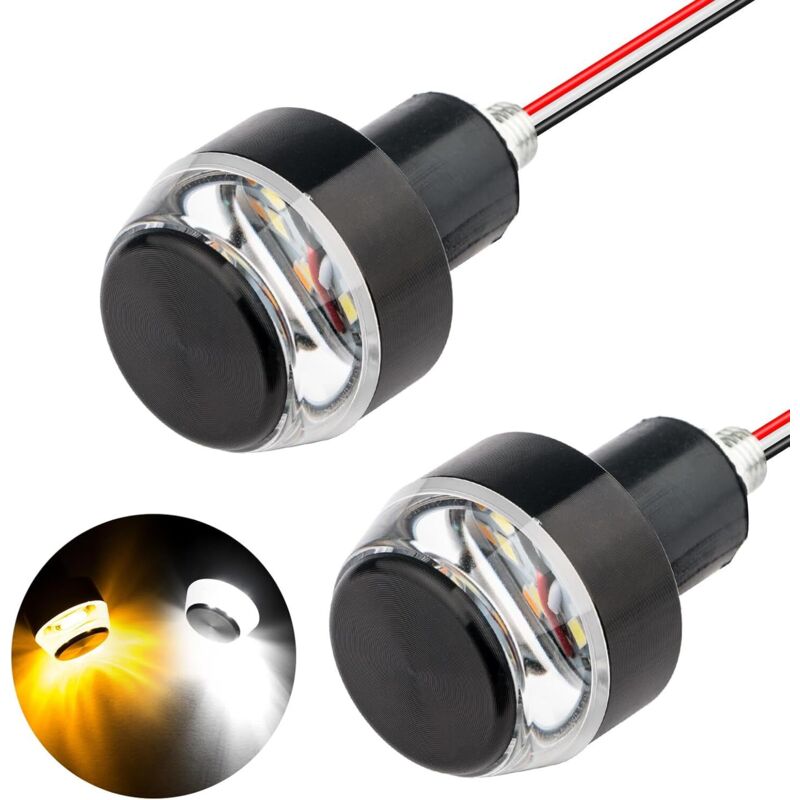 2PCS moto tourner la lumière de signal, 12 LEDs tourner la lampe d'indicateur de signal, Ambre blanc avant guidon extrémité lumière pour 12V Scooter