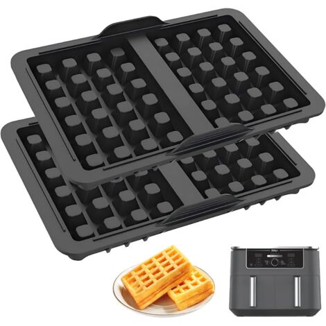 2Pcs Moules à Gaufres Belges en Silicone pour Friteuse Ninja AF400EU, AF500EU, AF451EU et AF500DE, Moule Air Fryer Accessoires, Double Insert pour Bac de Cuisson, Accessoires de Gaufres Belges